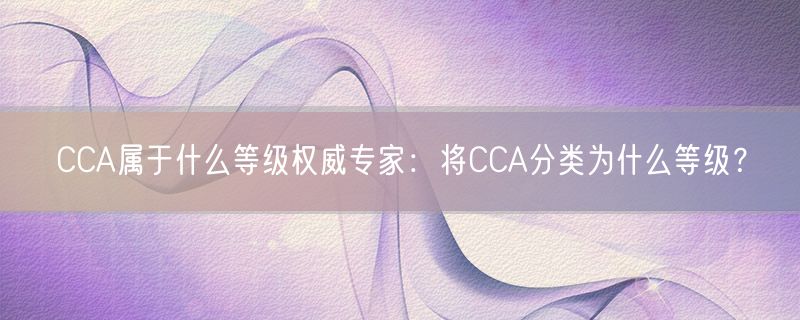CCA属于什么等级权威专家：将CCA分类为什么等级？