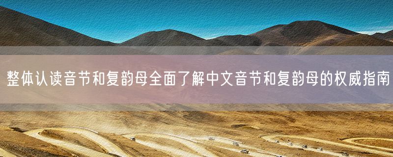 整体认读音节和复韵母全面了解中文音节和复韵母的权威指南
